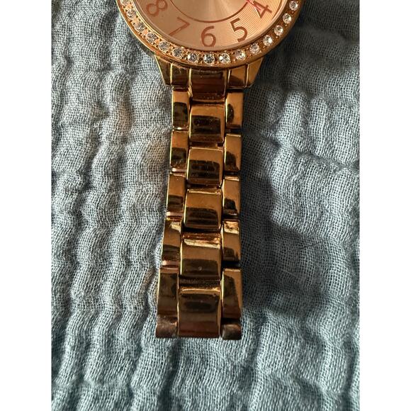 Betsey Johnson Gold Tone Jumbo Number Rhinestone Watch - Picture 4 of 7